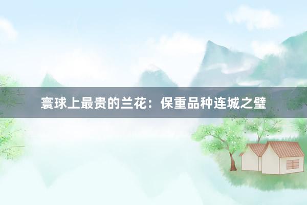 寰球上最贵的兰花：保重品种连城之璧